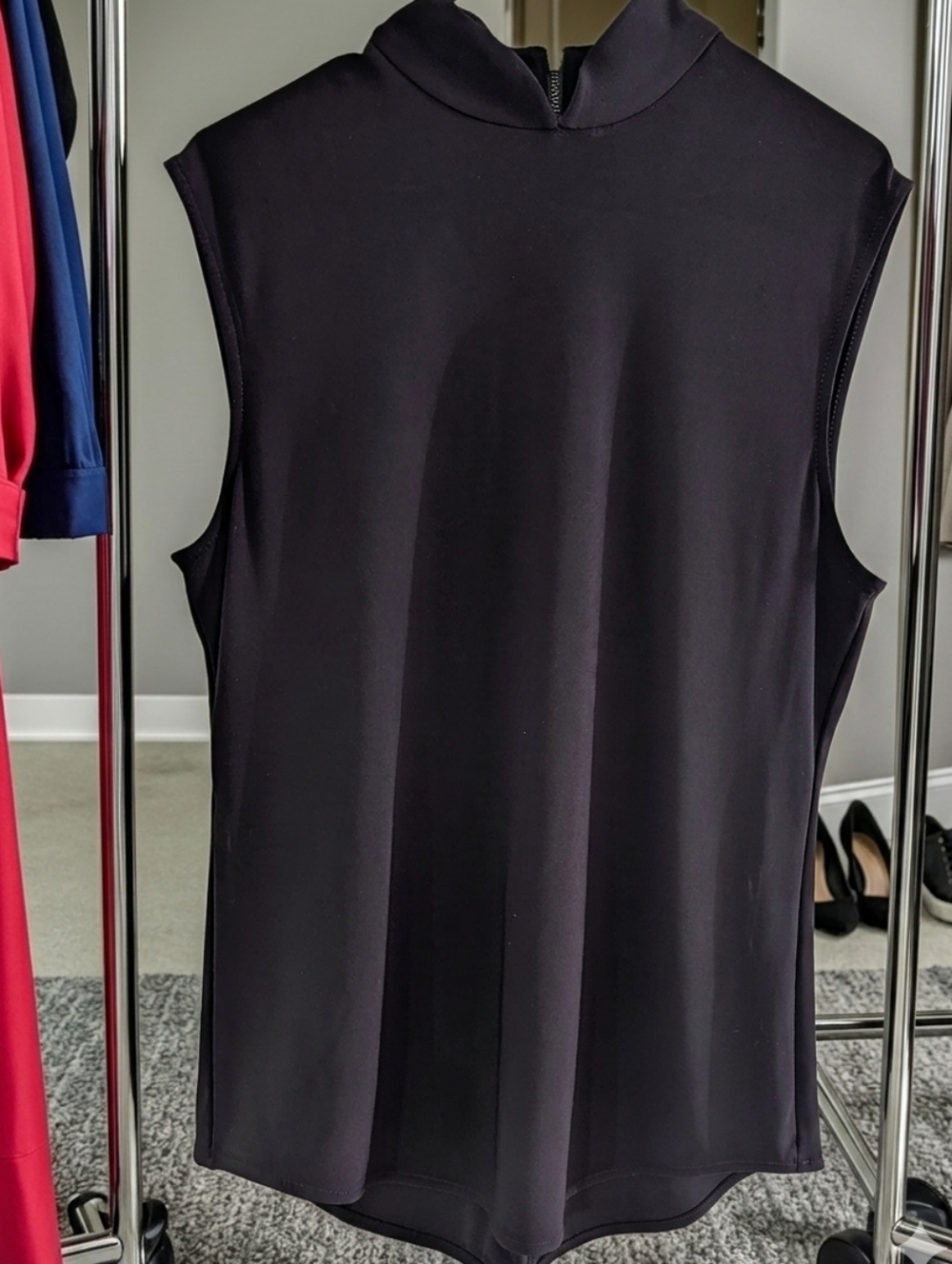 Anne Klein Womens Black Mock Neck Sleeveless Shell Top Size M Business Casual